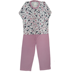 0350 Pijama Comprido Rosa com Borboleta Marinho 6